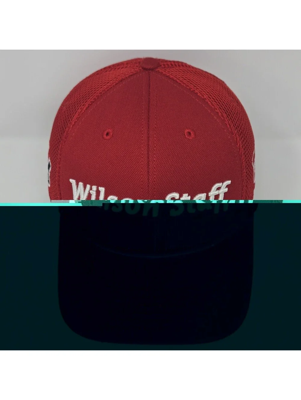 Wilson Staff Golf Hat Cap Red Mesh Adjustable Hook & Loop Performance
